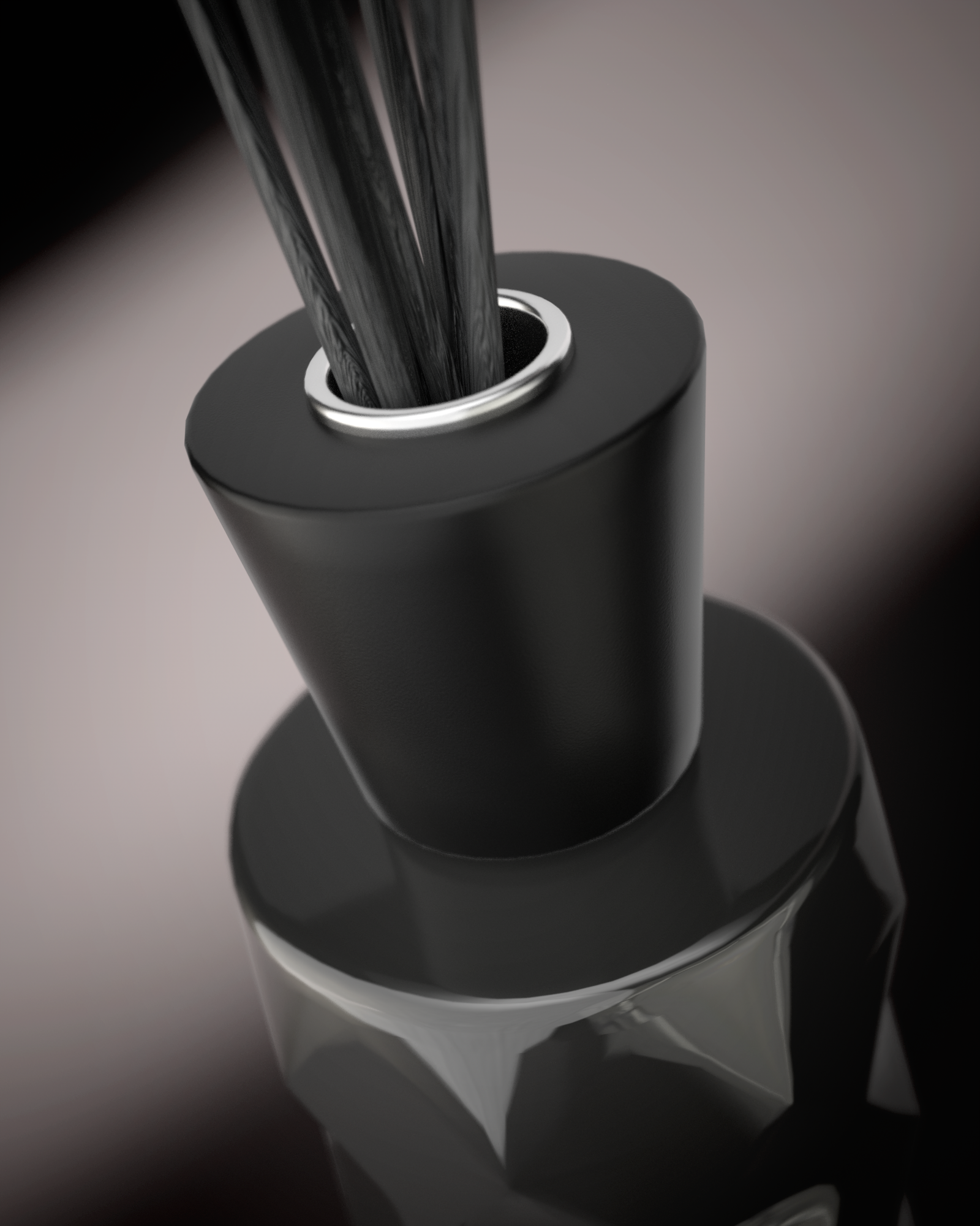 LINARI AGATA Raumduft-Diffusor aus glänzendem schwarzem Glas mit mattem Ahornholzdeckel und schwarzen Kapillarstäbchen