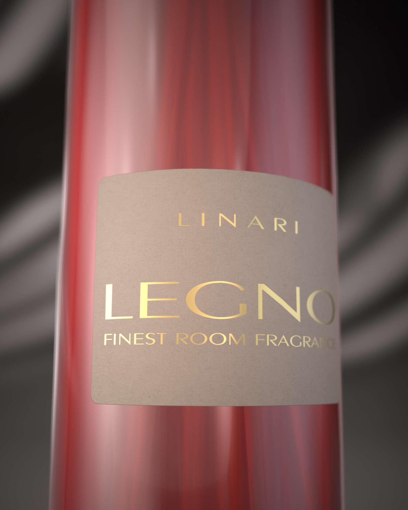 LINARI LEGNO room fragrance diffuser in ruby-red Italian glass with wenge-wood lid and natural-colored reeds