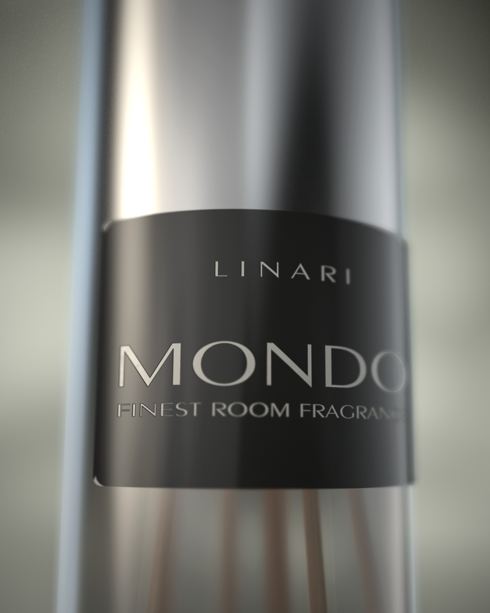 LINARI MONDO room fragrance diffuser in a partially mirrored bottle made of Italian glass with birchwood lid