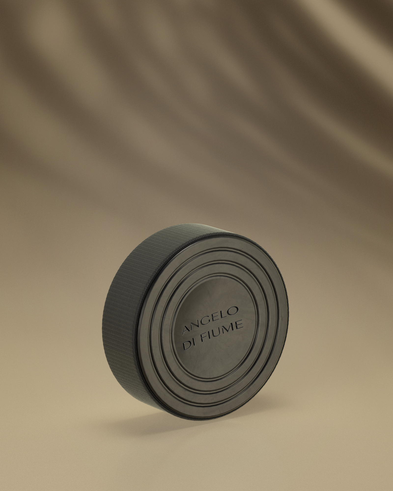 LINARI ANGELO DI FIUME luxury soap in a high-gloss black soap tin with pleated stretch band