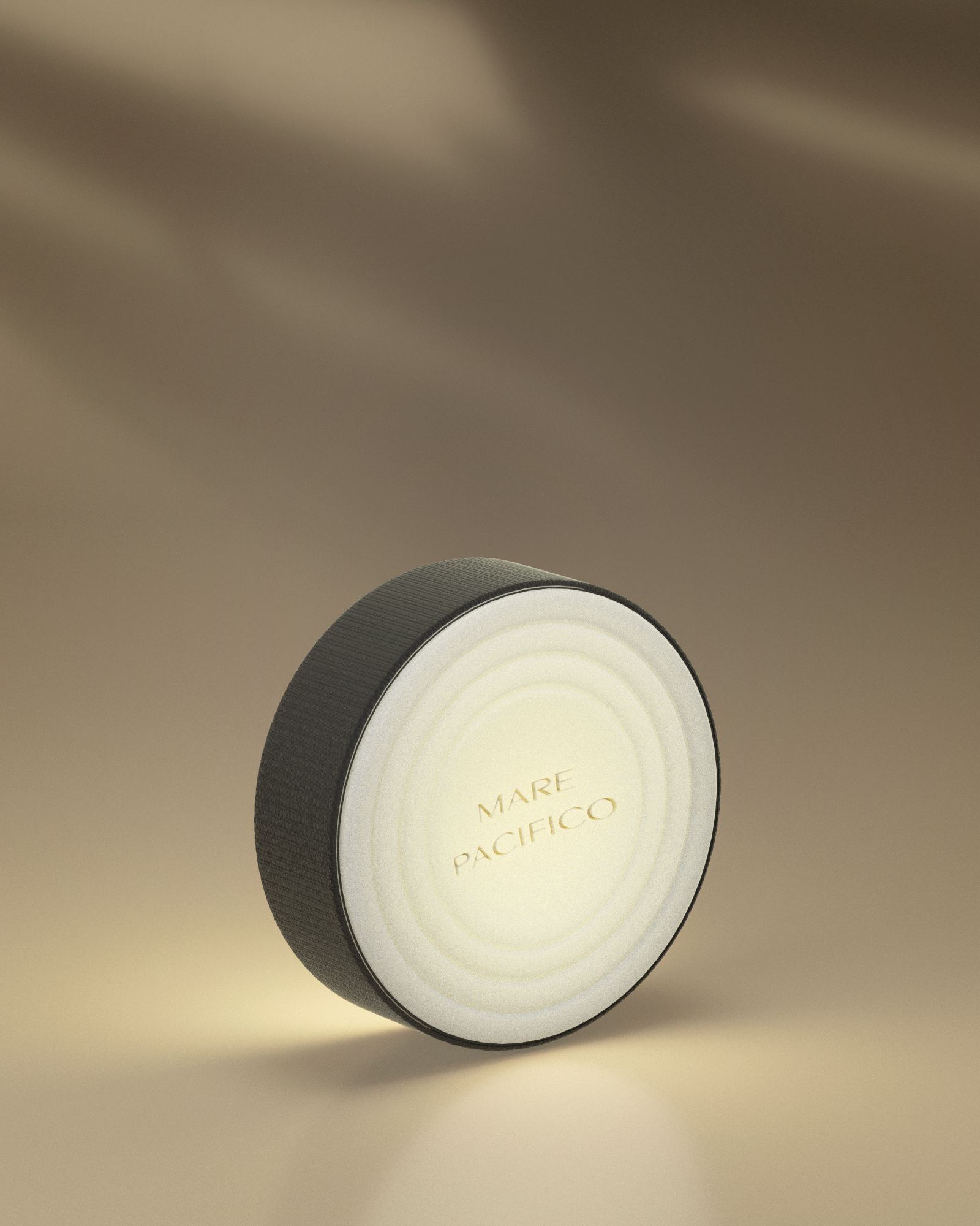LINARI MARE PACIFICO Luxusseife in tiefschwarzer, hochglänzender Reise-Seifendose mit platinfarbenem Wellenmuster
