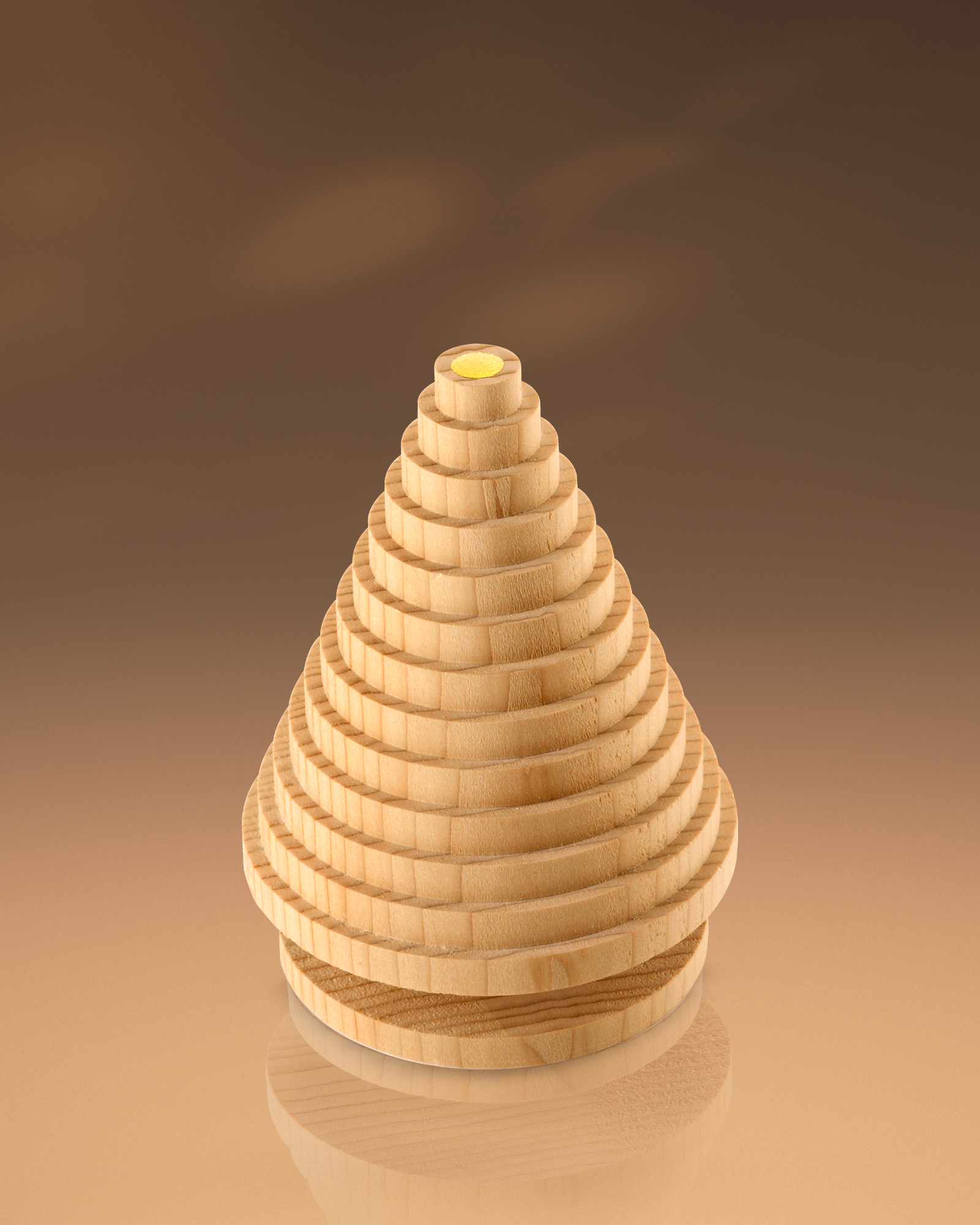 LINARI Weihnachtsbaum aus seltener Libanon-Zeder mit feiner Holzmaserung und goldfarbenem Punkt an der Spitze