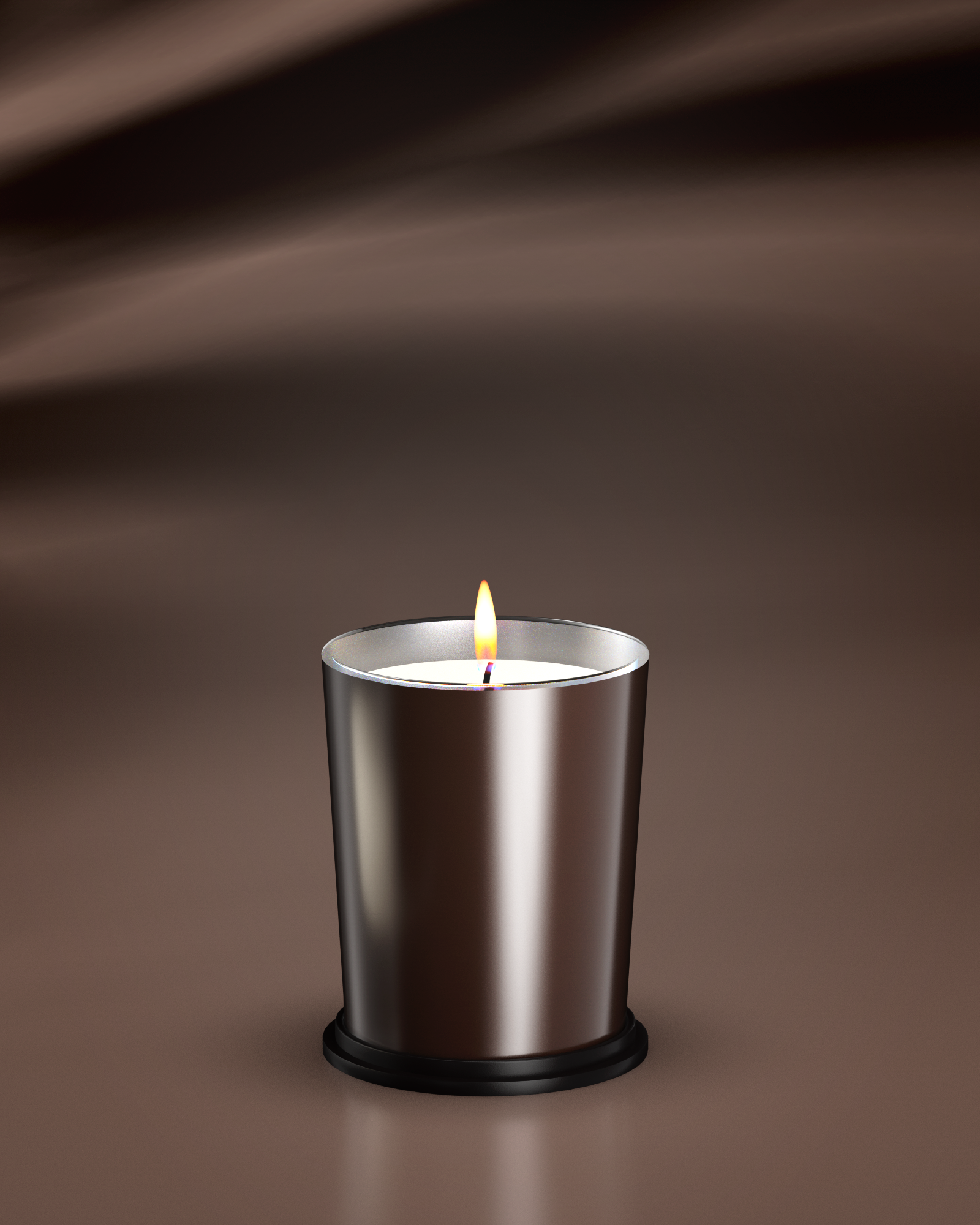 LINARI SOGNO Duftkerze im schwarzbraun-glänzenden französischen Glas, warm flackernd und von stiller Eleganz.