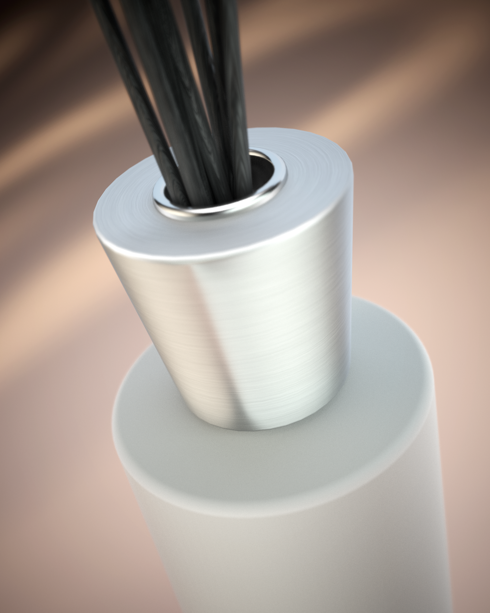 LINARI AMARENA room fragrance diffuser made of Italian glass, snow-white velvet and brushed aluminum with black reeds