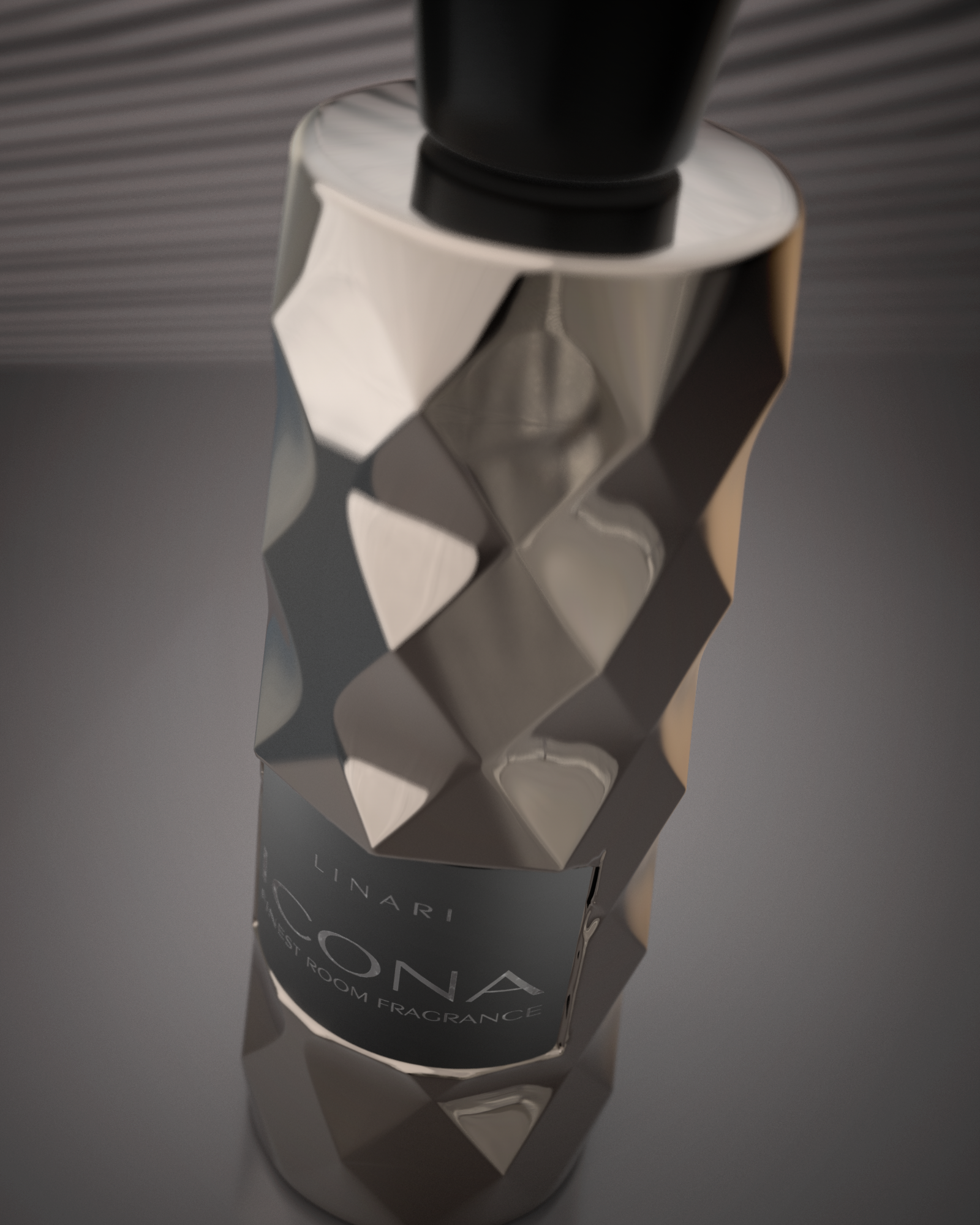 LINARI ICONA Raumduft-Diffusor aus glänzendem Glas mit Ahornholzdeckel und schwarzem Rautendekor
