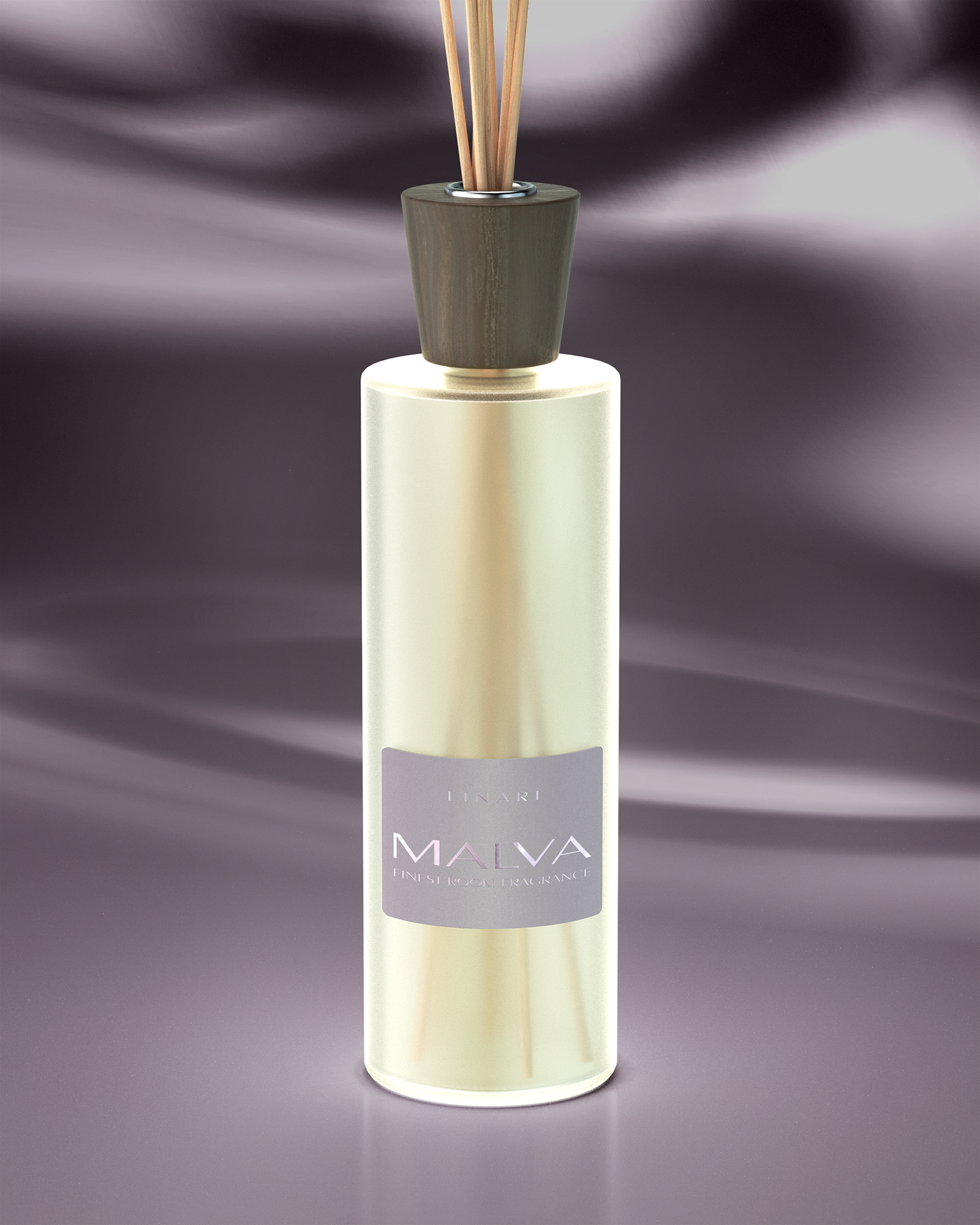 LINARI MALVA Raumduft-Diffusor aus satiniertem italienischem Glas, mit Wengé-Deckel und naturfarbenen Stäbchen