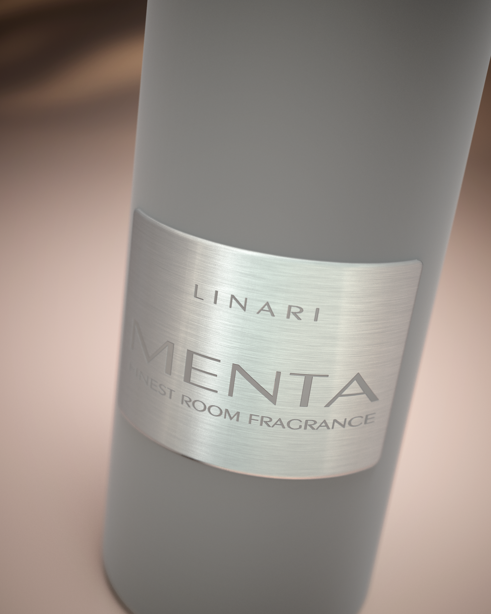 LINARI MENTA Raumduft-Diffusor aus italienischem Glas mit grau-melangefarbenem Samt und gebürstetem Aluminium