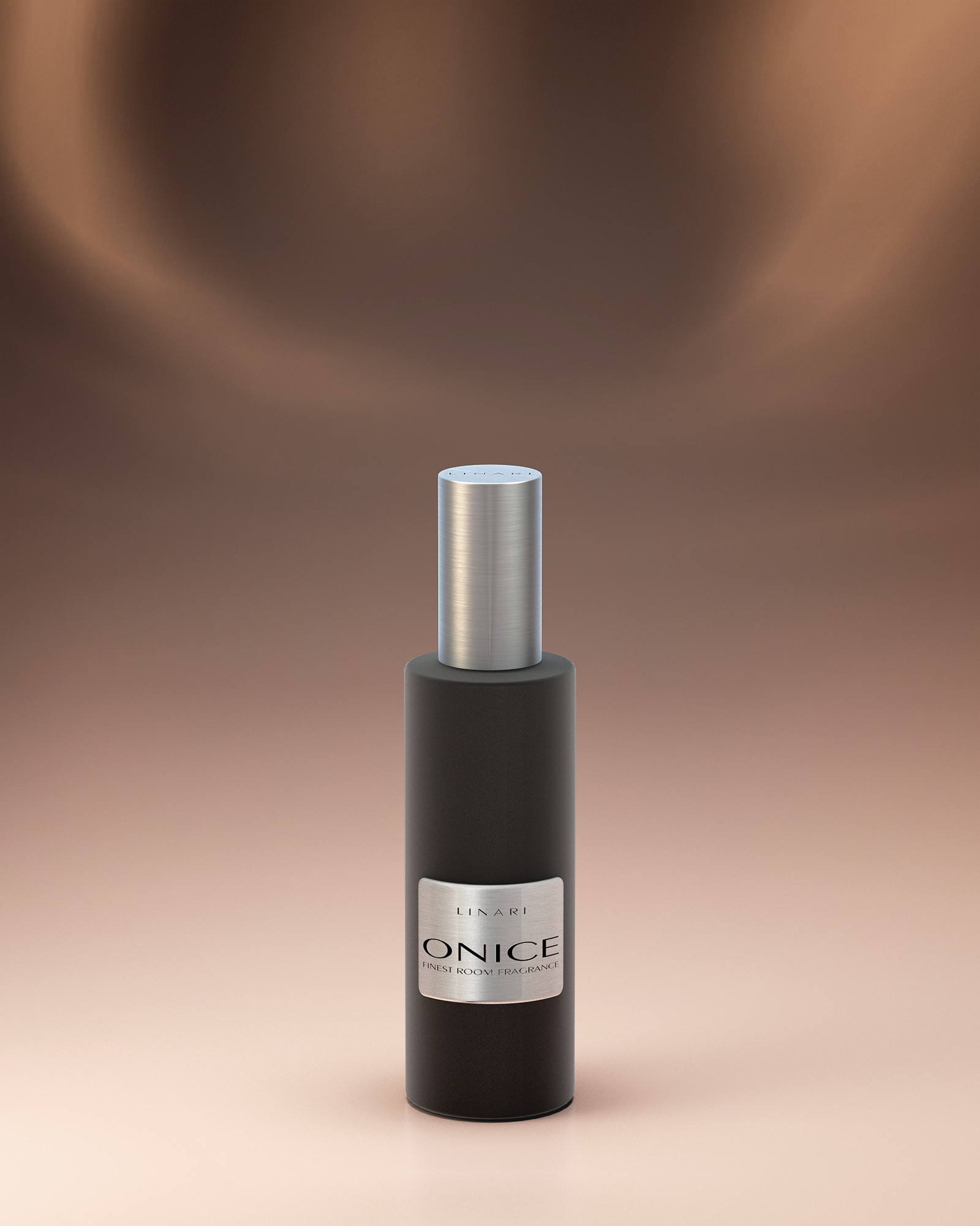 LINARI ONICE Raumspray im schwarzen Samtflakon aus italienischem Glas mit gebürstetem Aluminiumdeckel
